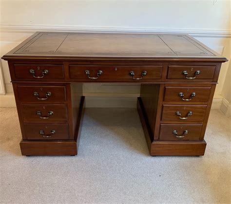 desk with leather inlay